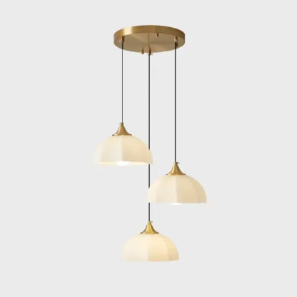 Cream Floral White Glass LED Pendant Lamp for Bedside Image - 3