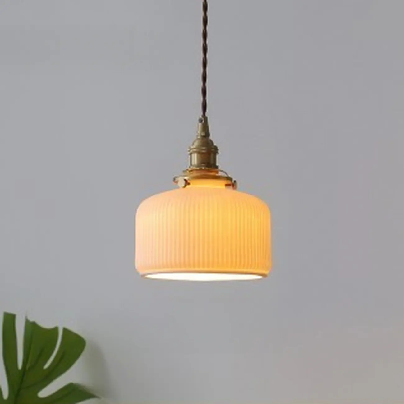 Elegant Classic Ceramic Pleated Cone Pendant Lamp for Living Room Image - 5 | homeyfad