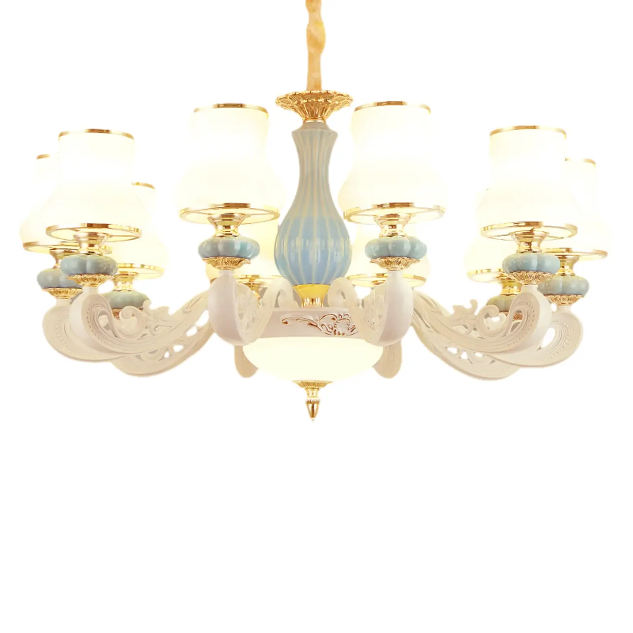 Vintage Elegant Adjustable Chandelier with Porcelain  Image - 7 | homeyfad