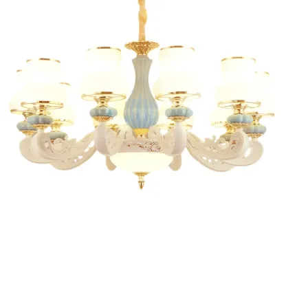 Vintage Elegant Adjustable Chandelier with Porcelain  Image - 7