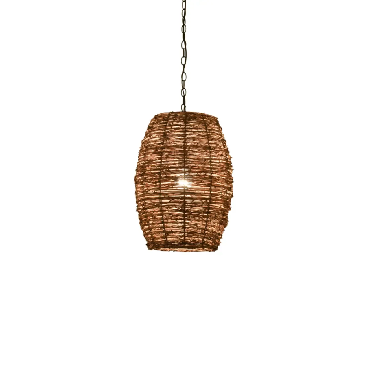 Natural Wood Woven Bowl Pendant Lamp for Indoor Spaces Image - 5