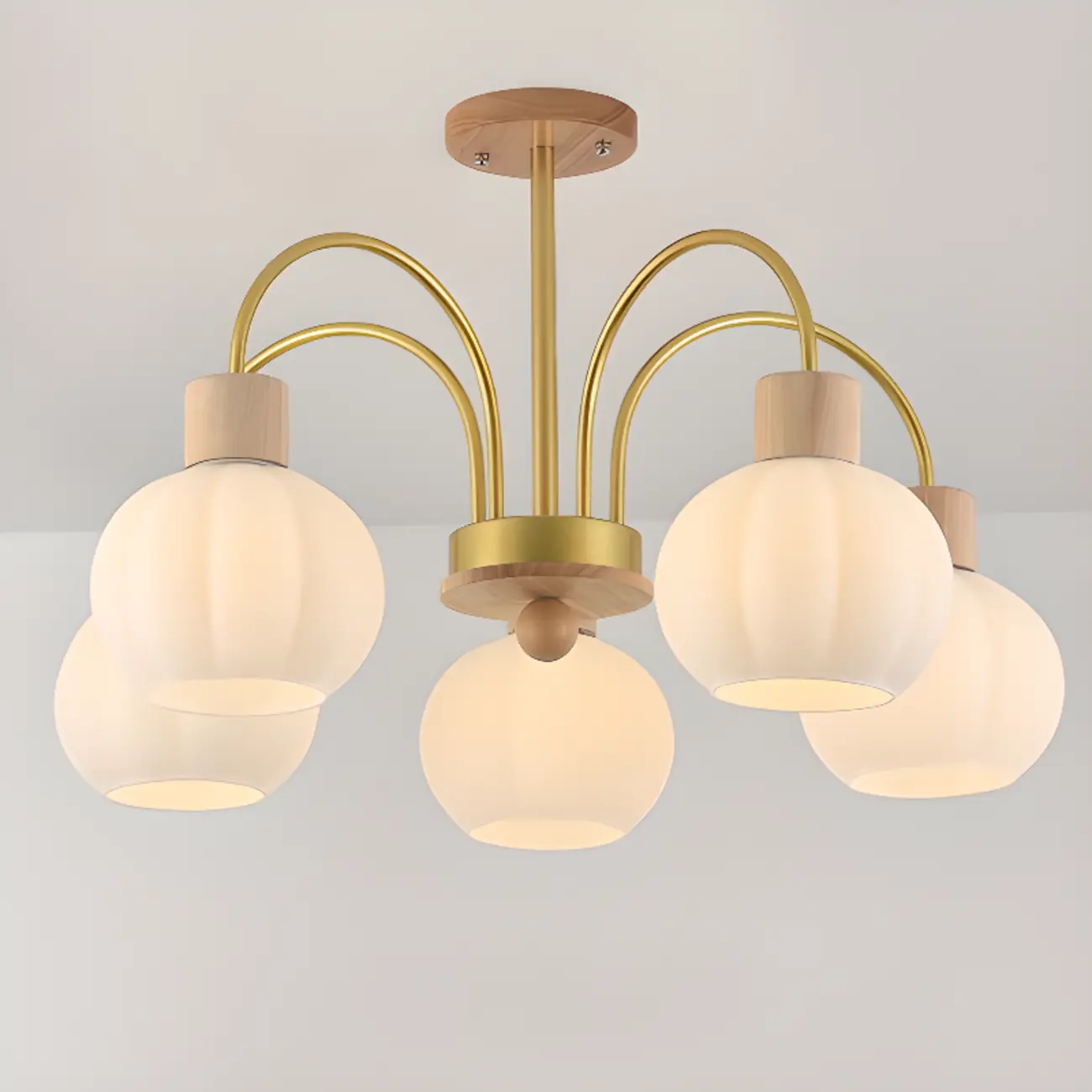 Modern Wood White Chandeliers with Glass Ball Shape  Image - 10 | homeyfad