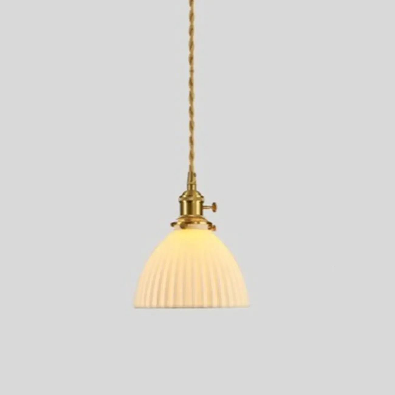 Elegant Classic Ceramic Pleated Cone Pendant Lamp for Living Room Image - 7