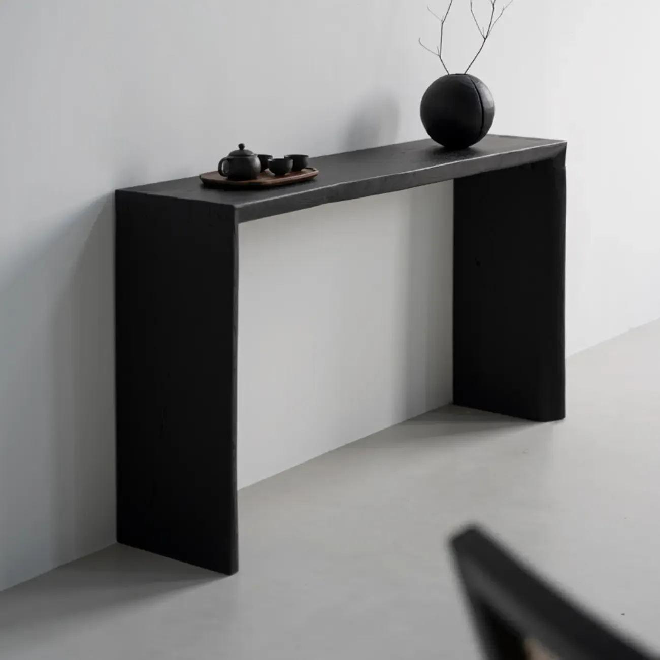 Minimalist Black Wooden Console Table  Image - 1