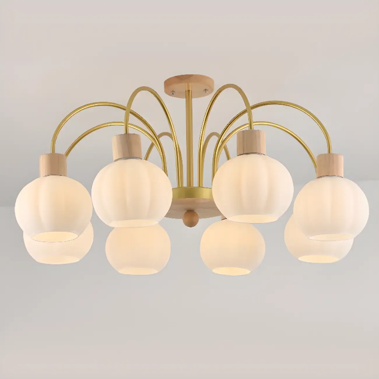 Modern Wood White Chandeliers with Glass Ball Shape  Image - 11