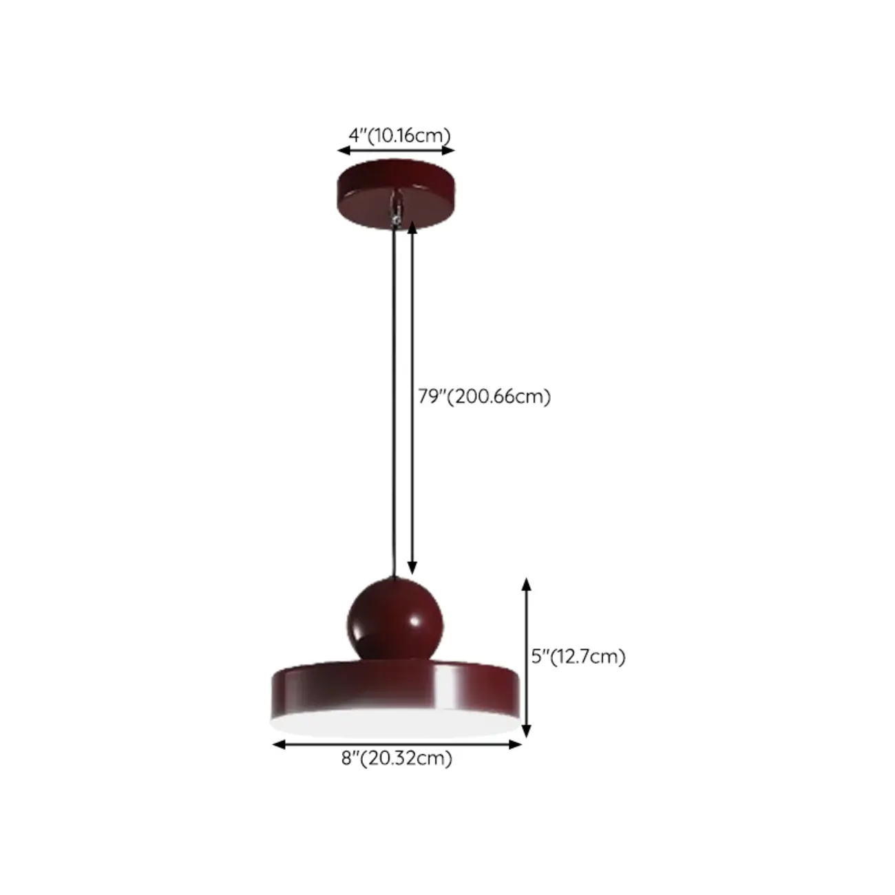 Modern Burgundy Rectangular LED Pendant Light for Living Room #size