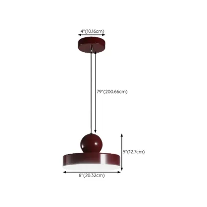 Modern Burgundy Rectangular LED Pendant Light for Living Room #size