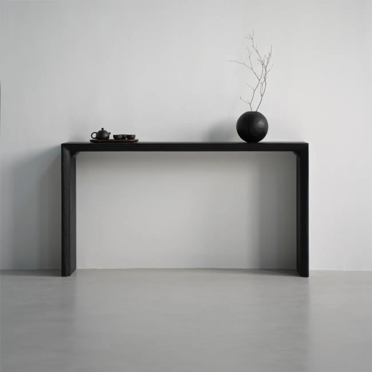 Minimalist Black Wooden Console Table  Image - 2 | homeyfad