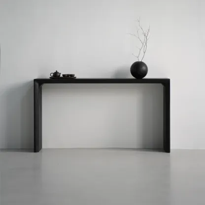 Minimalist Black Wooden Console Table  Image - 2
