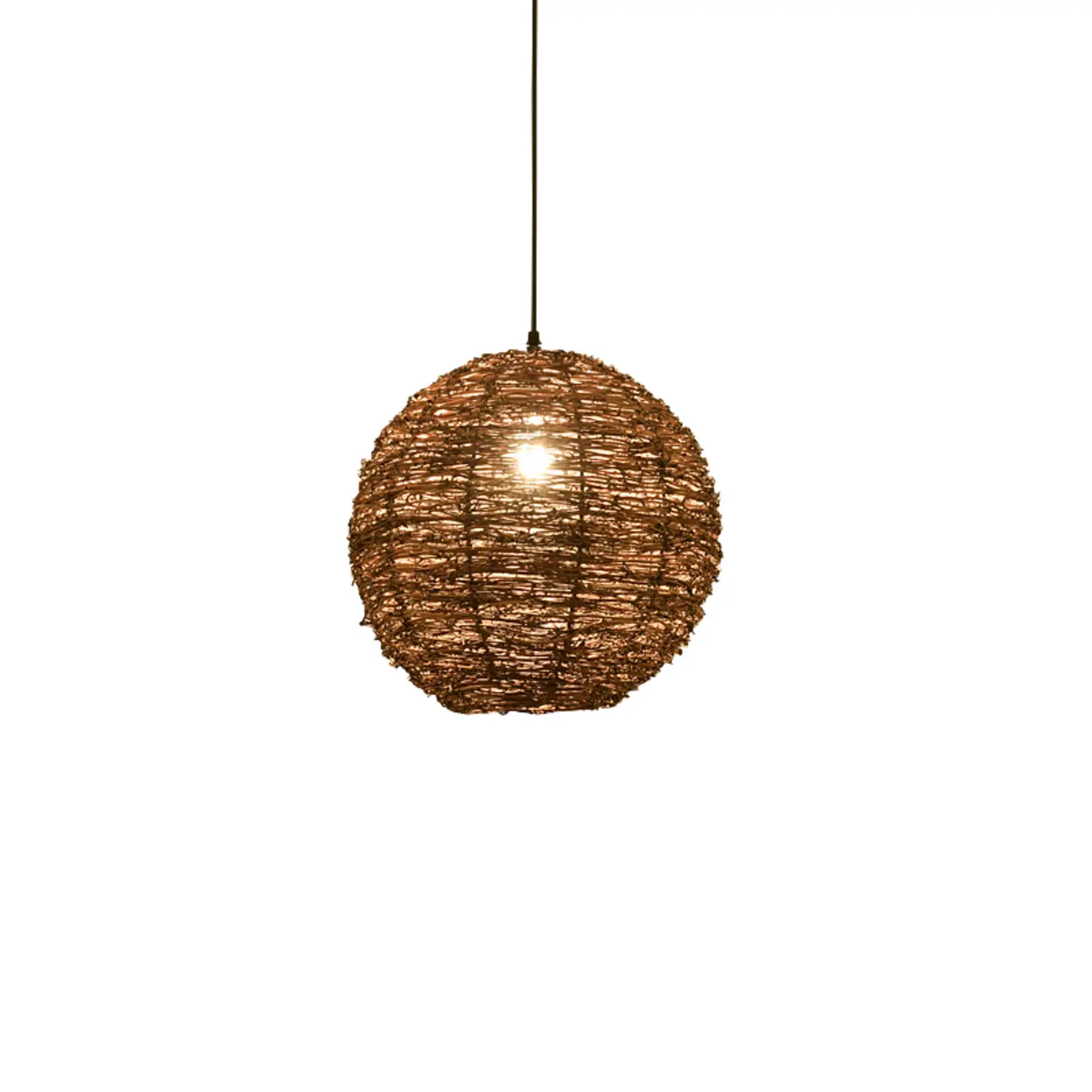 Natural Wood Woven Bowl Pendant Lamp for Indoor Spaces Image - 7 | homeyfad