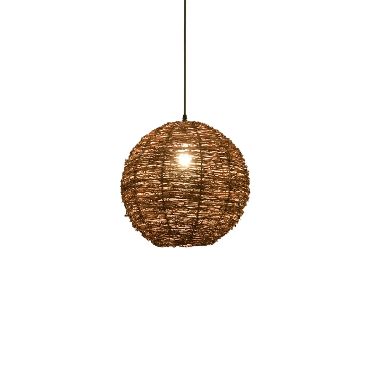 Natural Wood Woven Bowl Pendant Lamp for Indoor Spaces Image - 7
