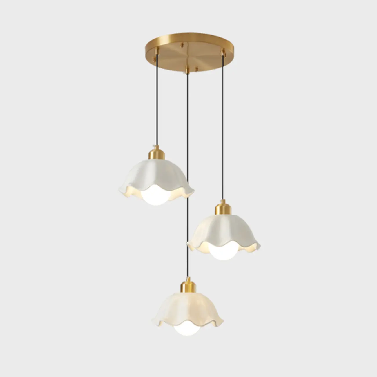 Cream Floral White Glass LED Pendant Lamp for Bedside Image - 7 | homeyfad