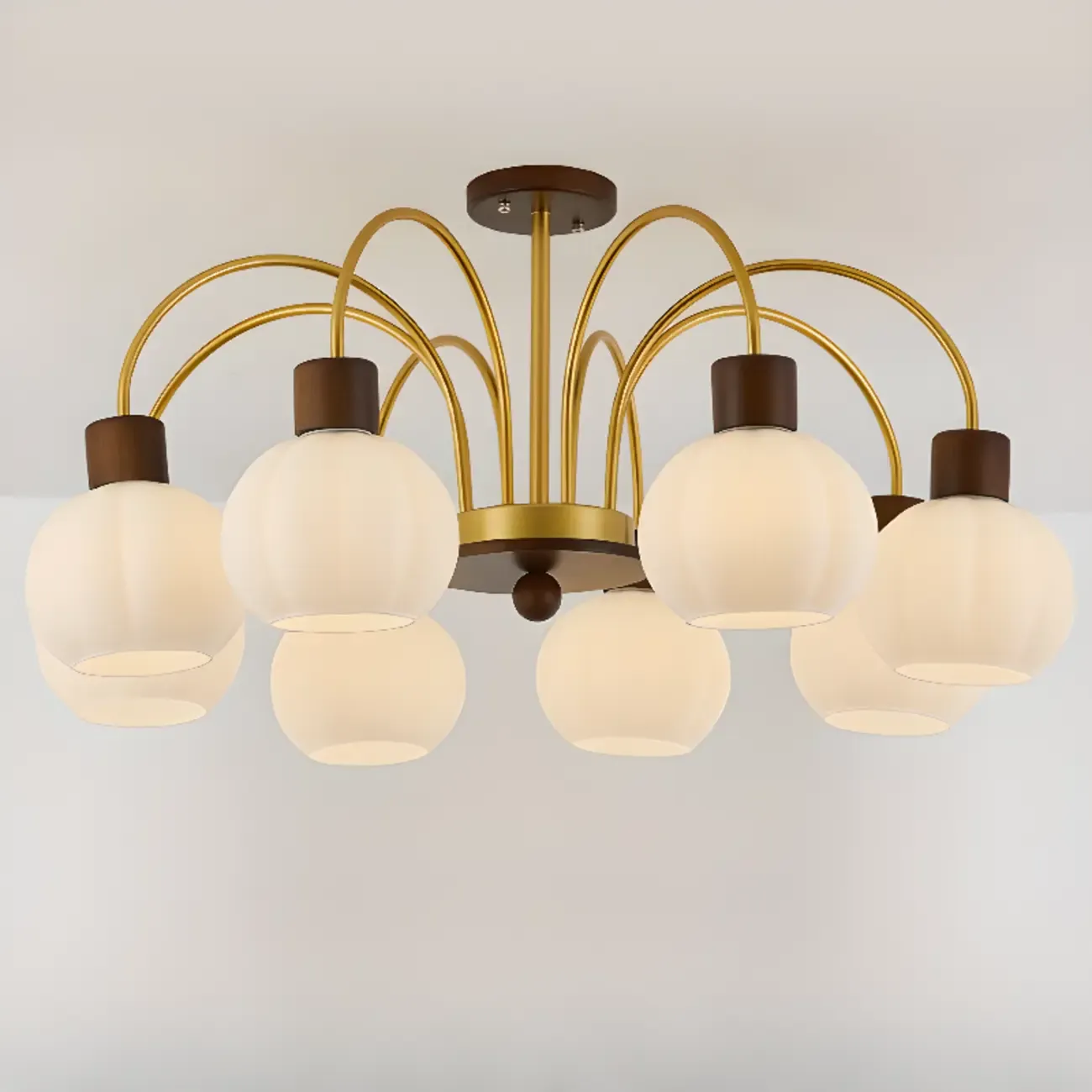 Modern Wood White Chandeliers with Glass Ball Shape  Image - 12