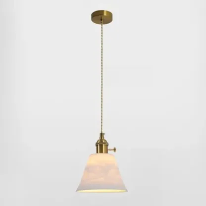 Elegant Classic Ceramic Pleated Cone Pendant Lamp for Living Room Image - 9