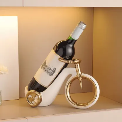 Ceramic Wine Cart with Rack Small Tabletop Wine Holder Image - 1