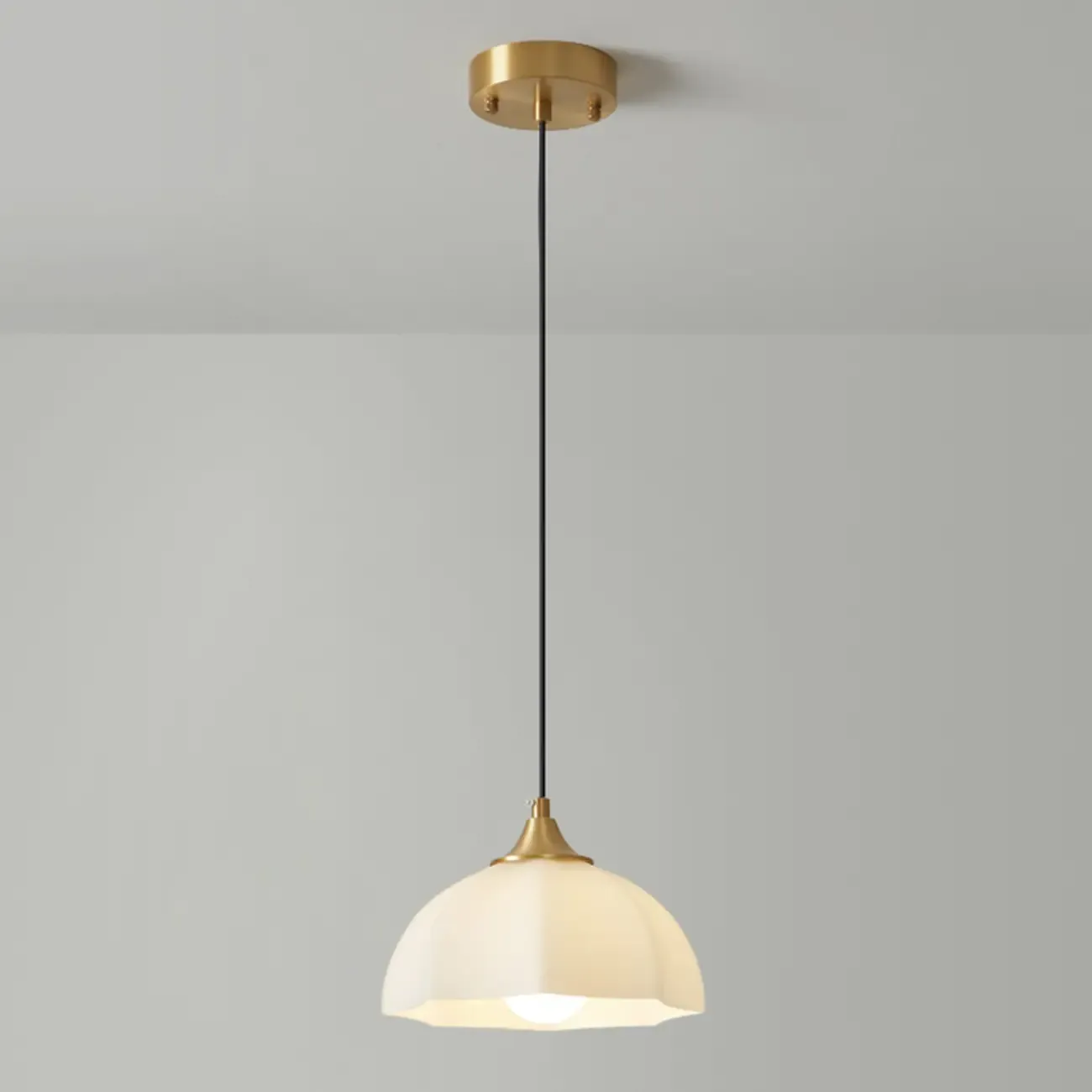 Cream Floral White Glass LED Pendant Lamp for Bedside Image - 8