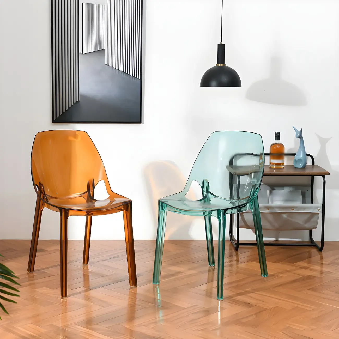 Plastic Dining Room Chair with Solid Back Transparent Side Chair Image - 4