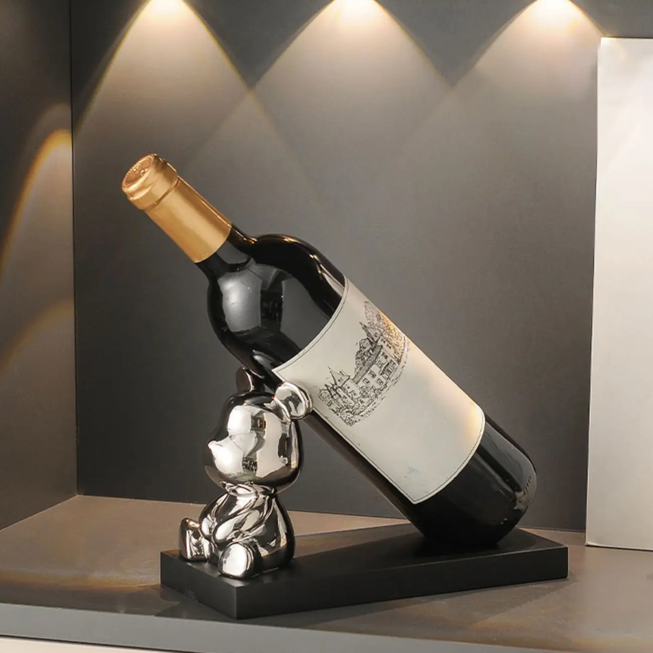 Ceramic Wine Cart with Rack Small Tabletop Wine Holder Image - 2 | homeyfad