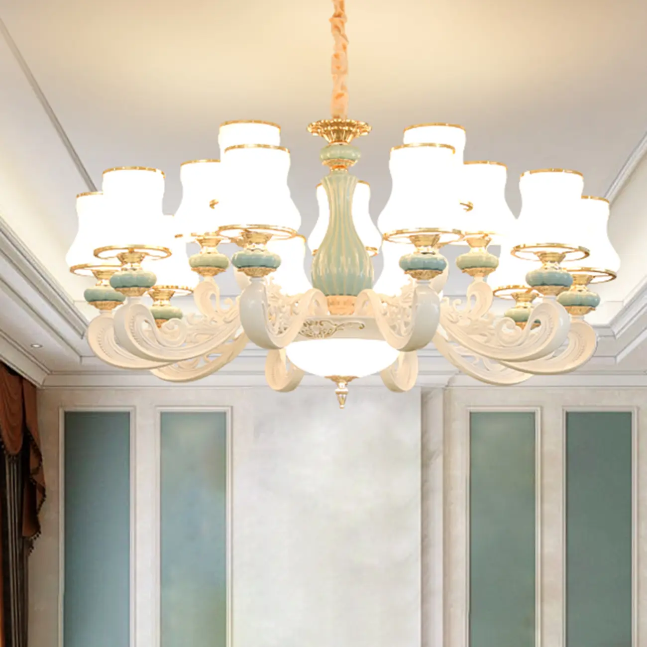 Vintage Elegant Adjustable Chandelier with Porcelain  Image - 12 | homeyfad