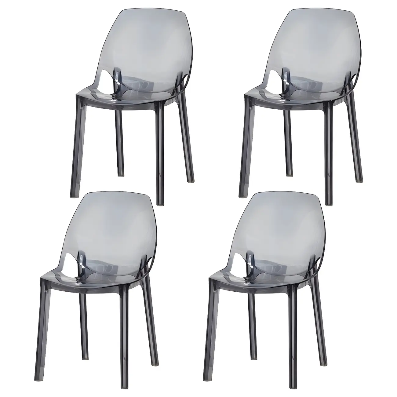 Plastic Dining Room Chair with Solid Back Transparent Side Chair Image - 5 | homeyfad