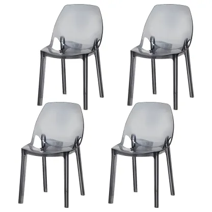 Plastic Dining Room Chair with Solid Back Transparent Side Chair Image - 5