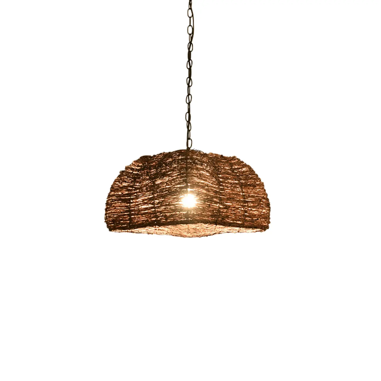 Natural Wood Woven Bowl Pendant Lamp for Indoor Spaces Image - 9 | homeyfad