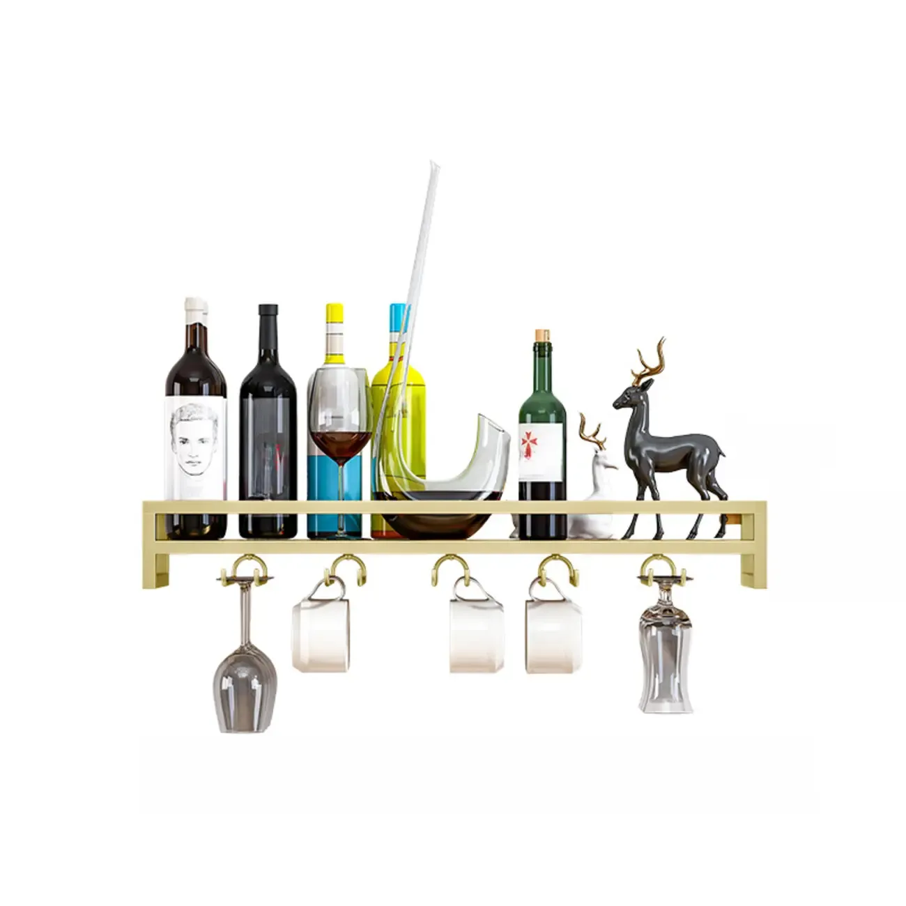Simple Rectangle Black Wall Mounted Metal Wine Rack Image - 9