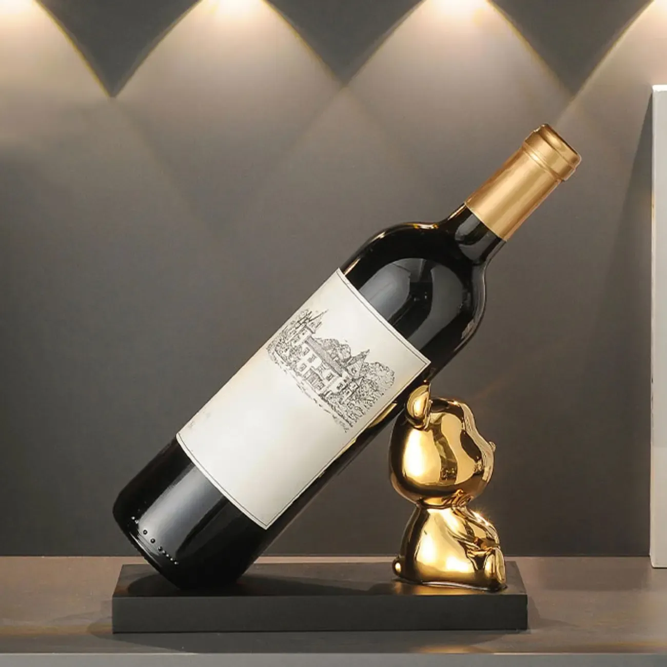 Ceramic Wine Cart with Rack Small Tabletop Wine Holder Image - 3