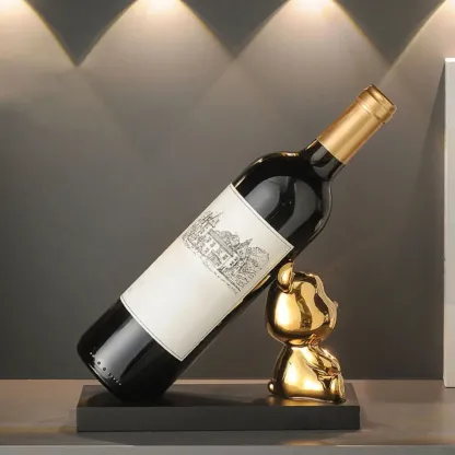 Ceramic Wine Cart with Rack Small Tabletop Wine Holder Image - 3