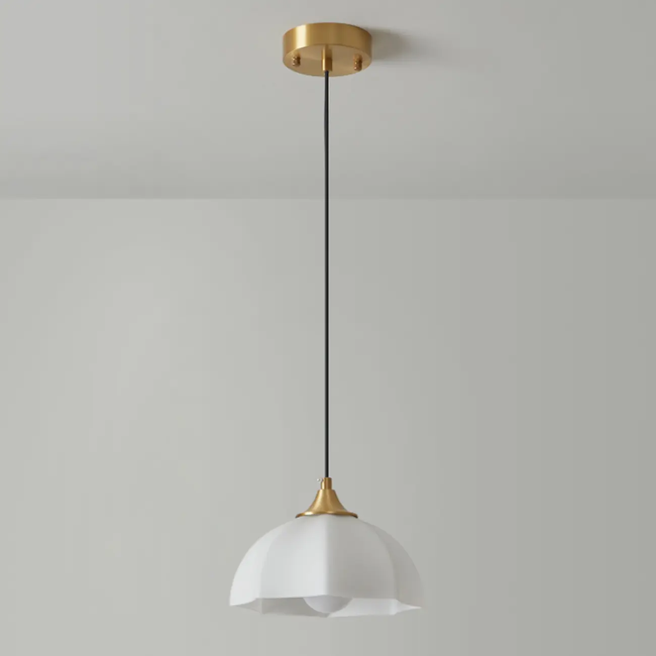 Cream Floral White Glass LED Pendant Lamp for Bedside Image - 10 | homeyfad