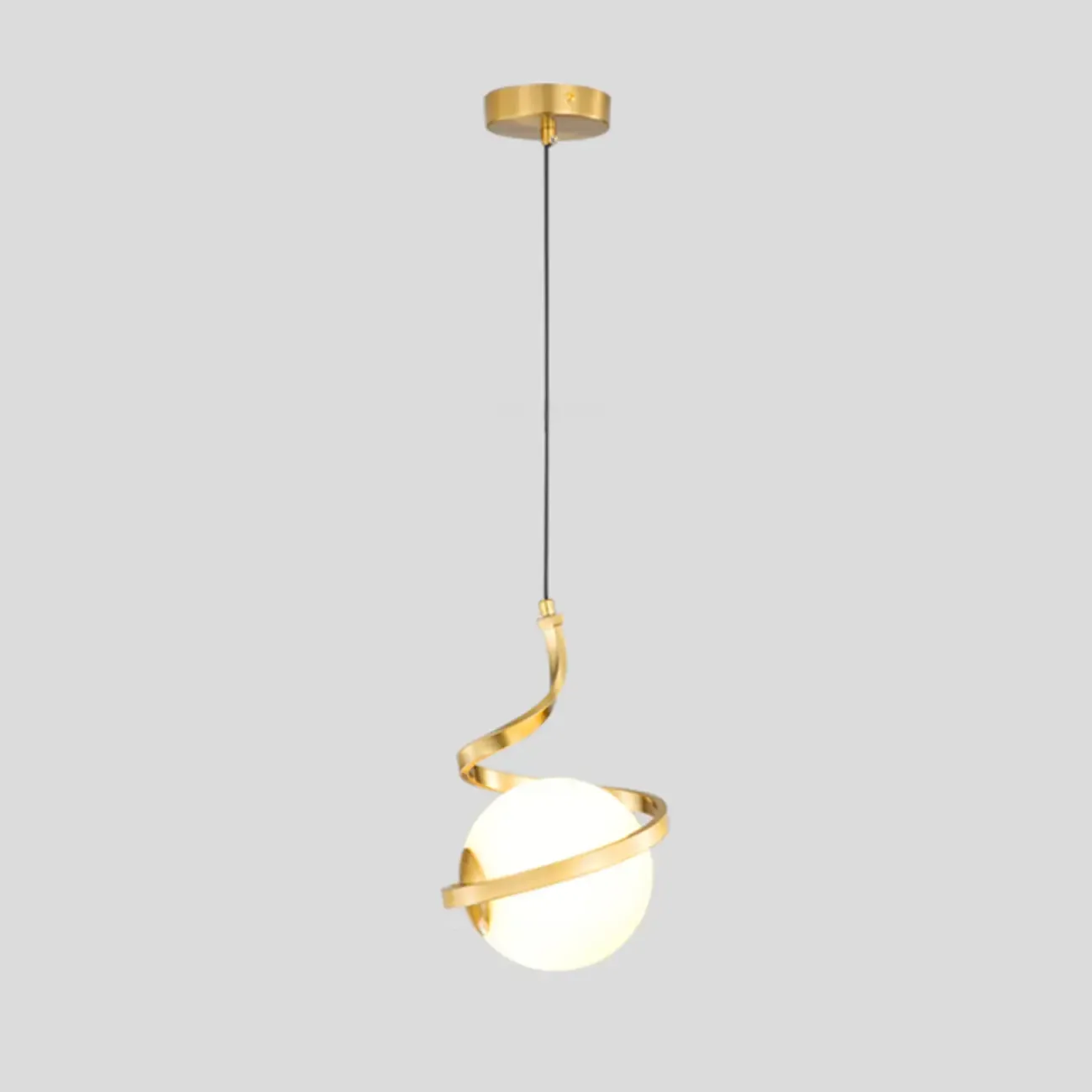 Designer White Ball Pendant Light with Metal Linear for Bedside Image - 2