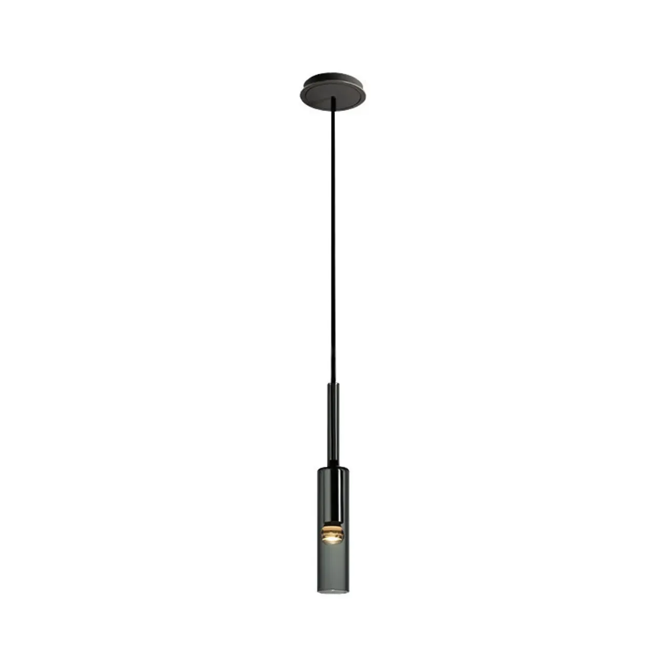 Modern Black Glass LED Cylinder Pendant Light for Dining Room Image - 5