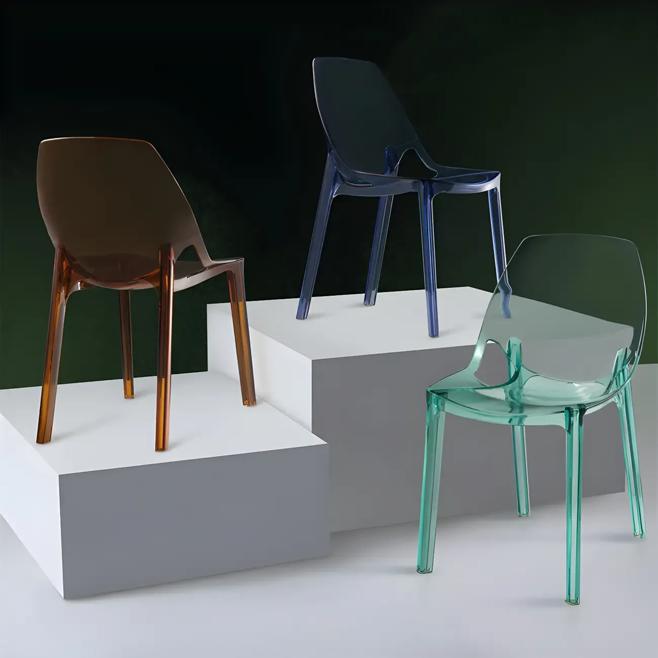 Plastic Dining Room Chair with Solid Back Transparent Side Chair Image - 6