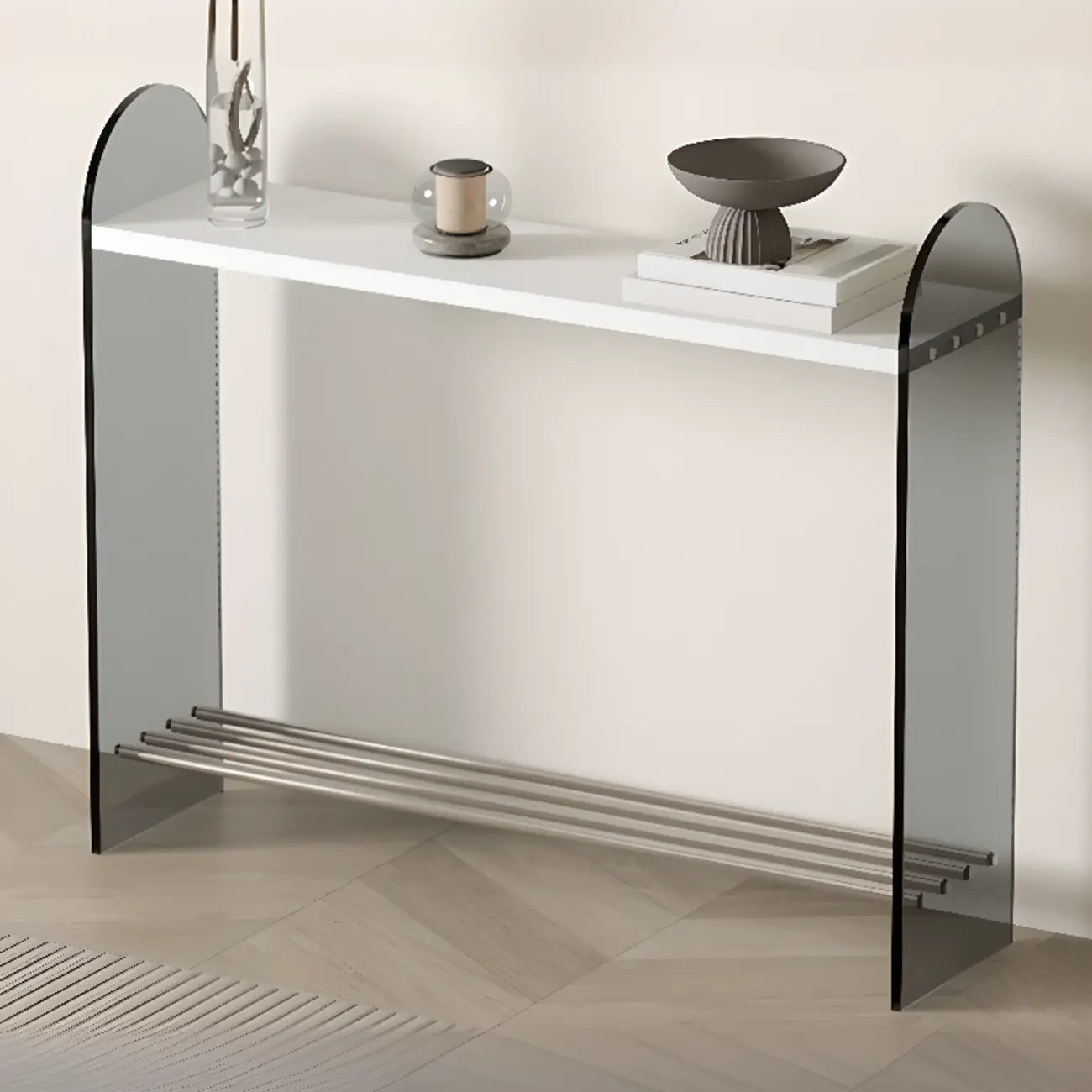 Acrylic Black-White Console Table with Sled Base Image - 1 | homeyfad