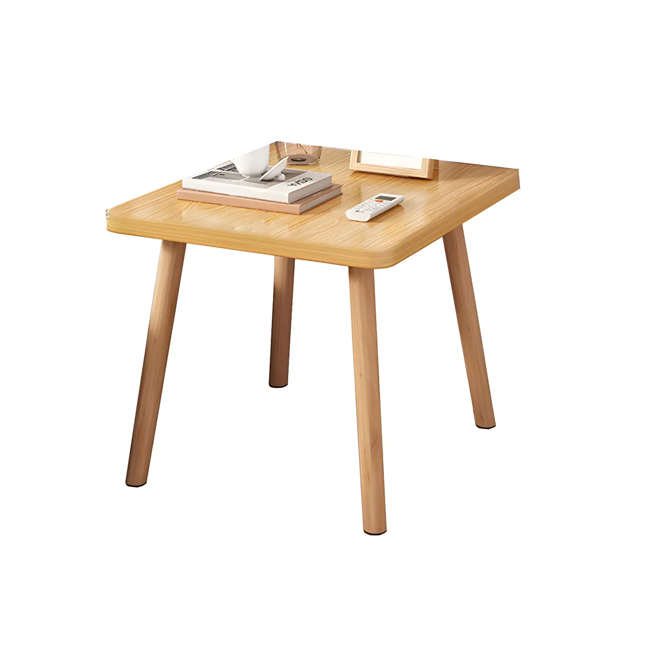 Contemporary Wood Small Round Bedside Table with Shelf Image - 30 | homeyfad