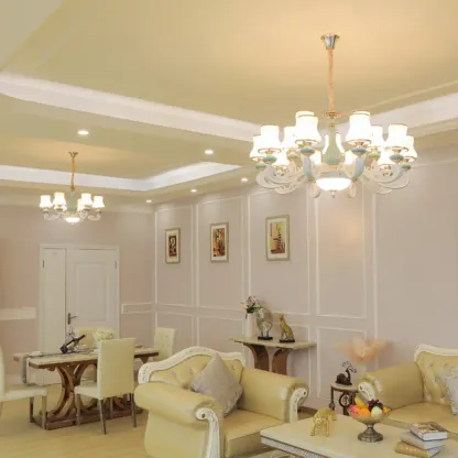 Vintage Elegant Adjustable Chandelier with Porcelain  Image - 14