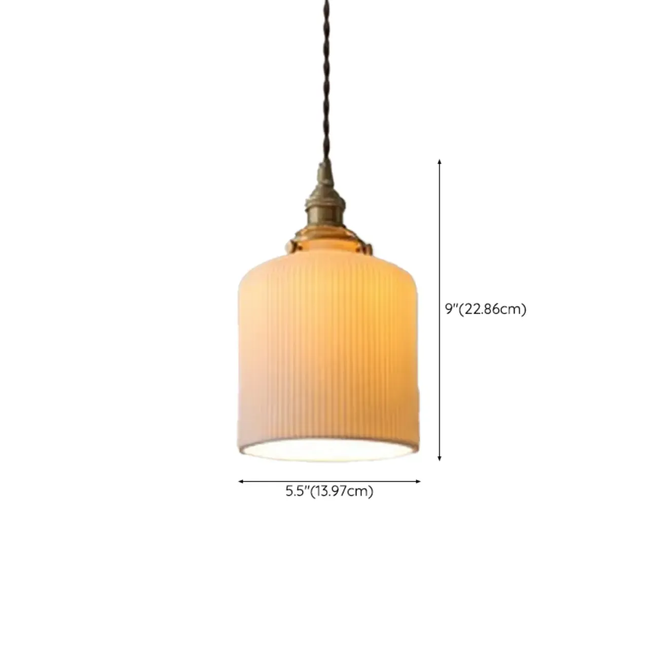 Elegant Classic Ceramic Pleated Cone Pendant Lamp for Living Room Image - 13