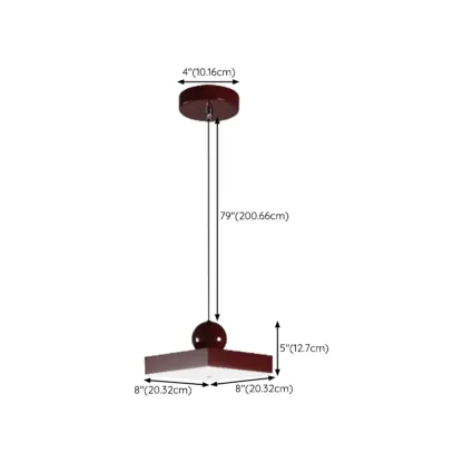 Modern Burgundy Rectangular LED Pendant Light for Living Room Image - 20