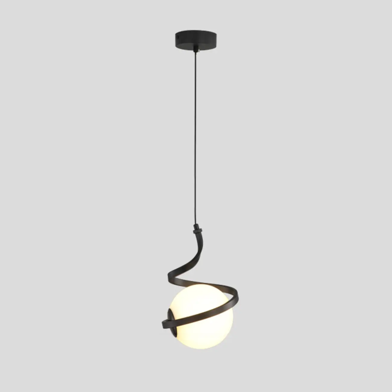 Designer White Ball Pendant Light with Metal Linear for Bedside Image - 3 | homeyfad