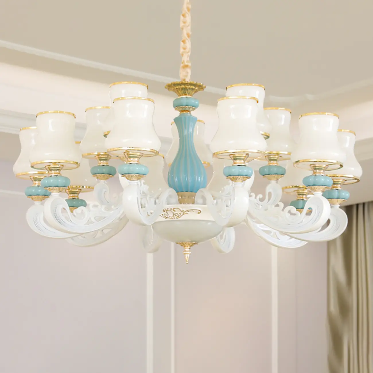 Vintage Elegant Adjustable Chandelier with Porcelain  Image - 15 | homeyfad