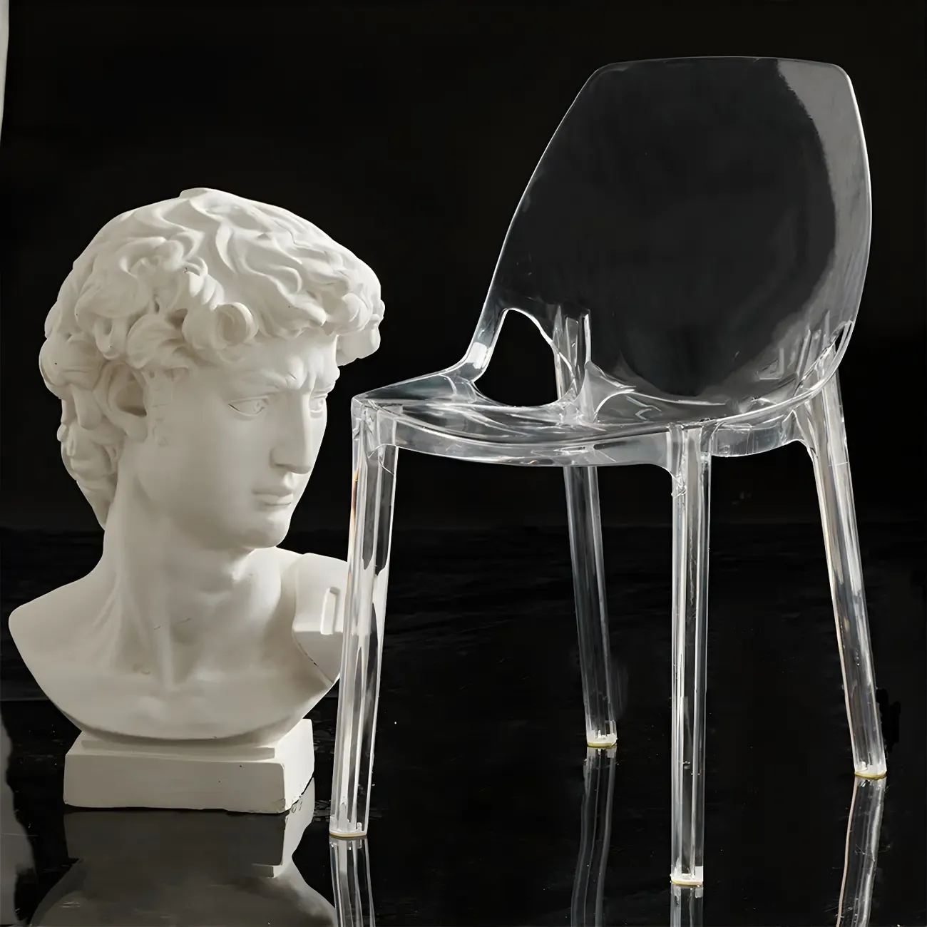 Plastic Dining Room Chair with Solid Back Transparent Side Chair Image - 7