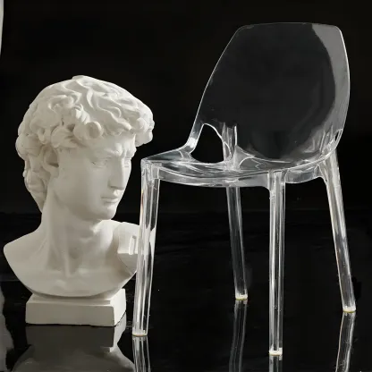 Plastic Dining Room Chair with Solid Back Transparent Side Chair Image - 7