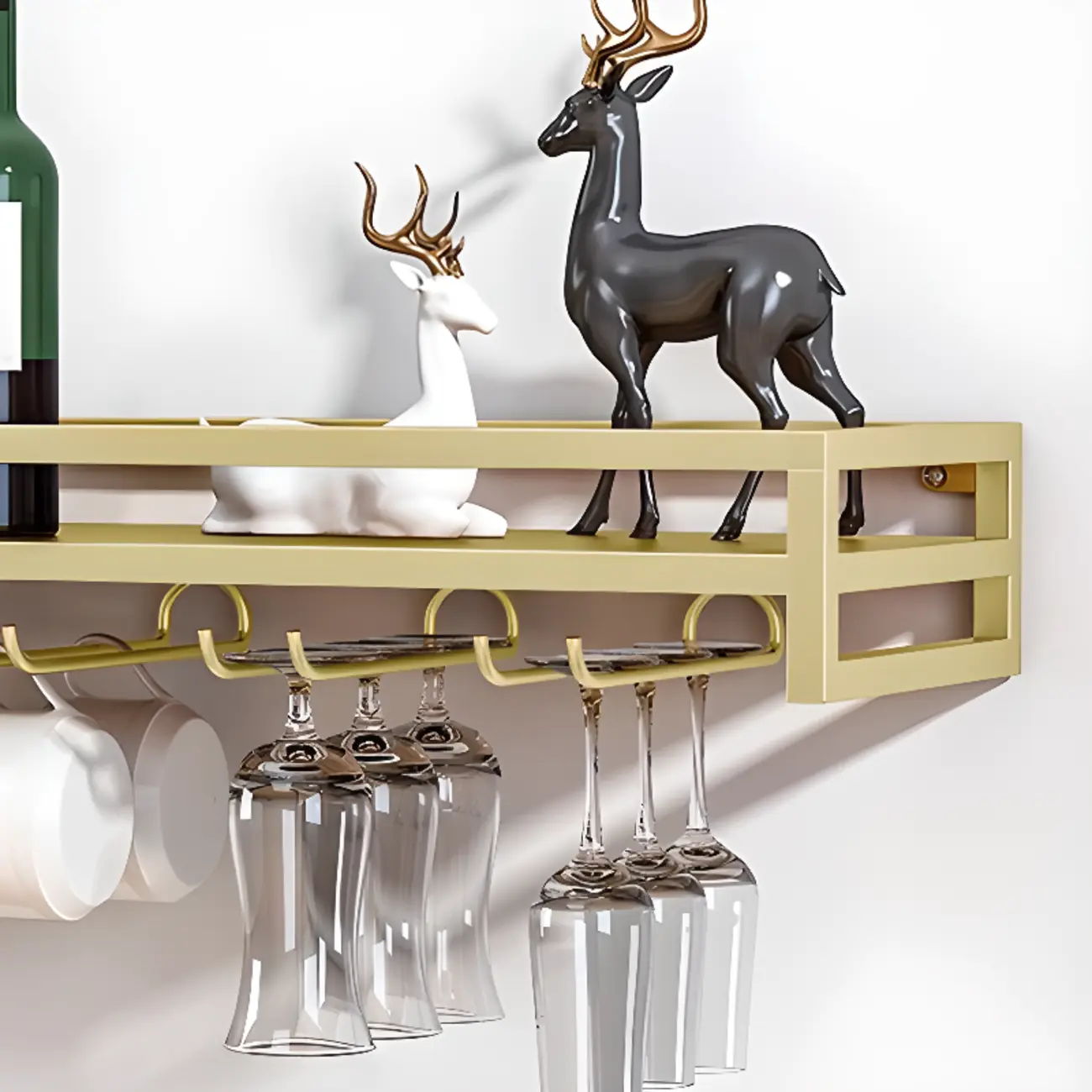 Simple Rectangle Black Wall Mounted Metal Wine Rack Image - 11 | homeyfad