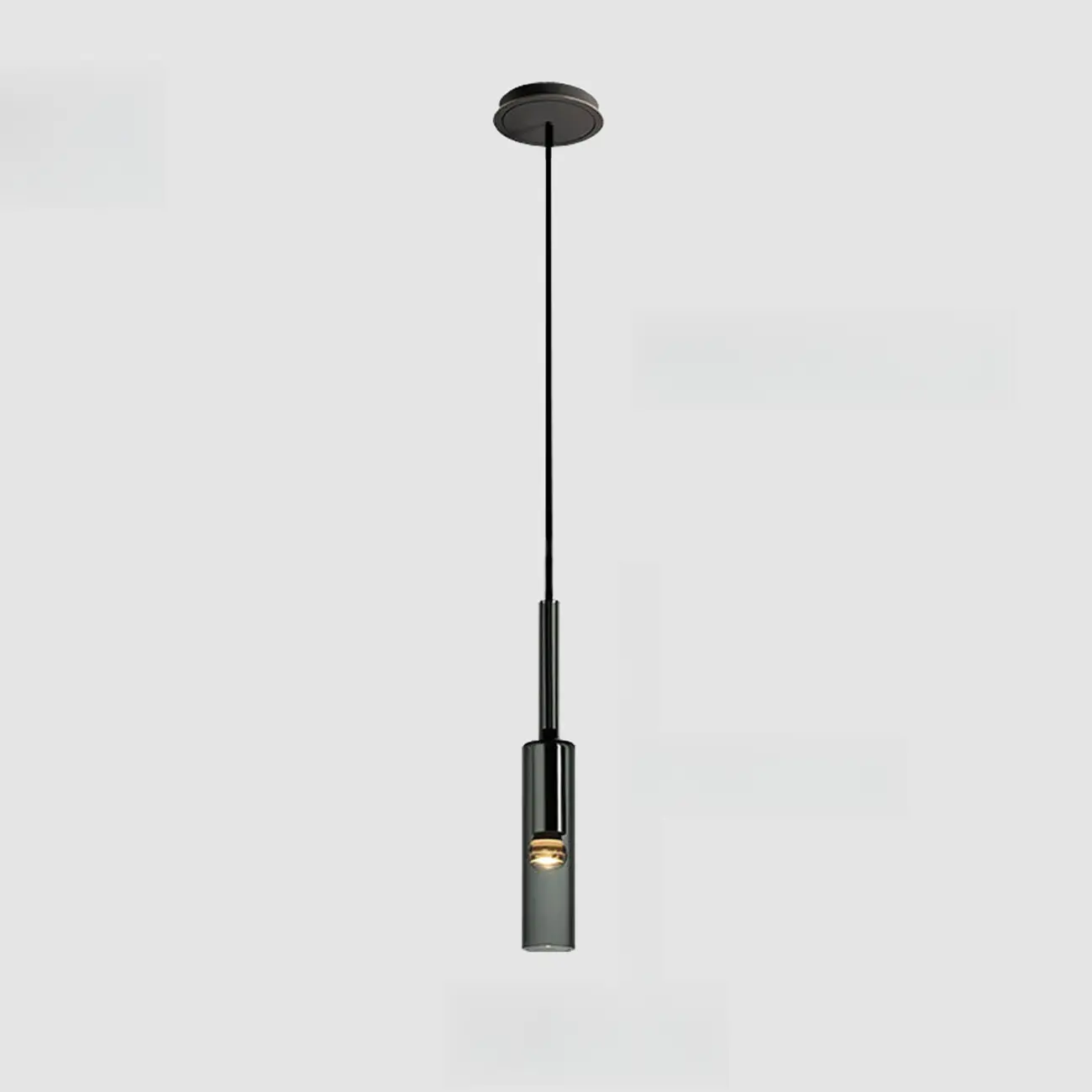 Modern Black Glass LED Cylinder Pendant Light for Dining Room Image - 6 | homeyfad