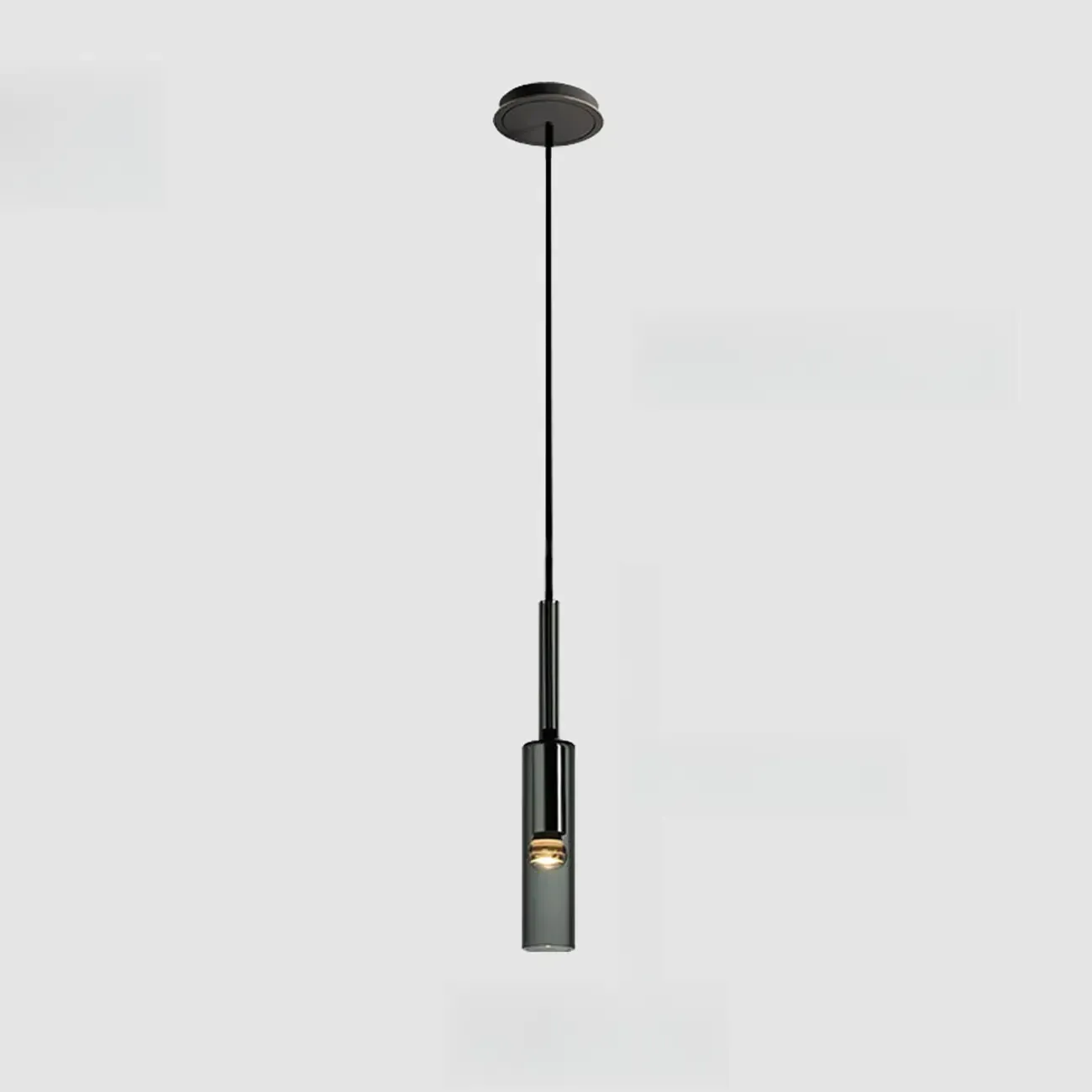 Modern Black Glass LED Cylinder Pendant Light for Dining Room | HomeyFad