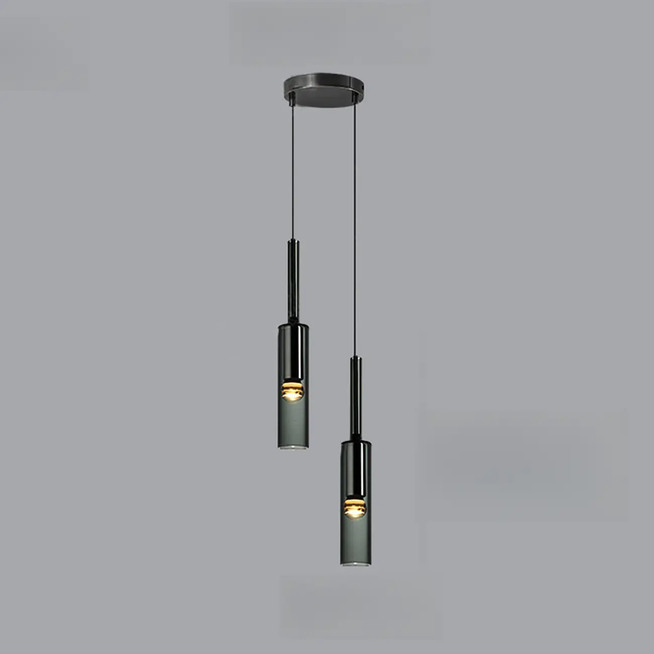 Modern Black Glass LED Cylinder Pendant Light for Dining Room Image - 7 | homeyfad