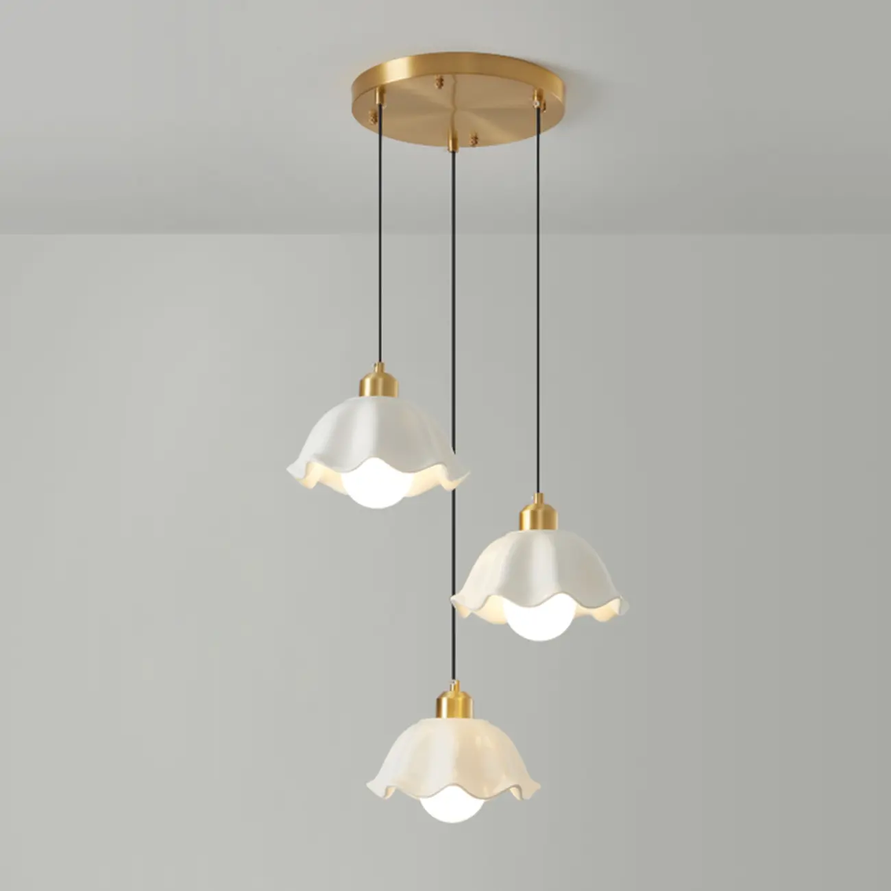 Cream Floral White Glass LED Pendant Lamp for Bedside Image - 13 | homeyfad