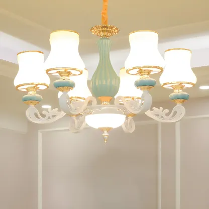 Vintage Elegant Adjustable Chandelier with Porcelain  Image - 16