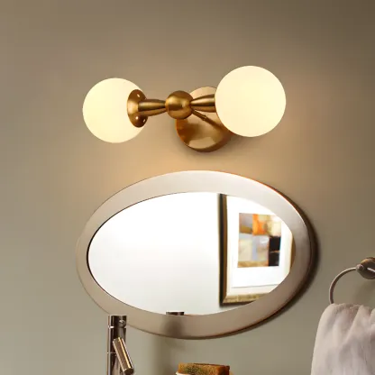 Medieval Vanity Mirror Light with Globe White Glass Shade  Image - 4