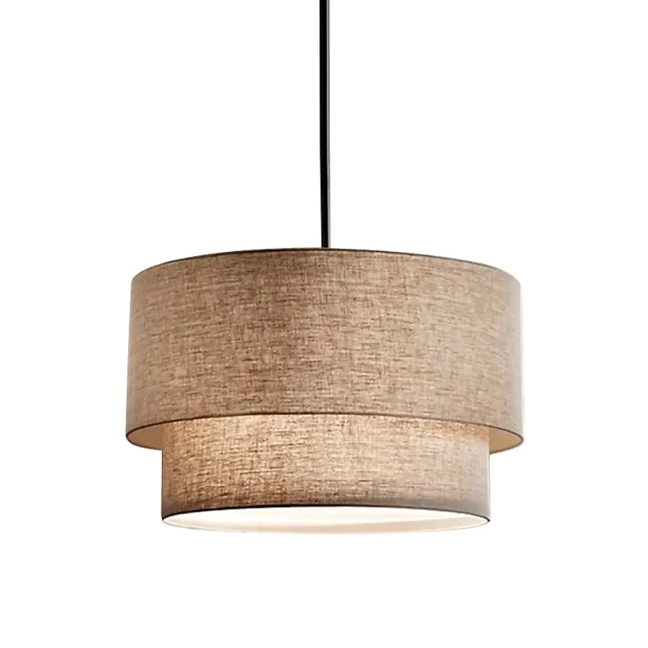 Modern 2 Tiers Fabric Drum Chandeliers for Living Room Image - 8